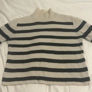 Madison de Papillon Wool & Cashmere XL Sweater Black & Cream stripe